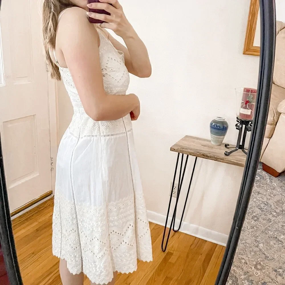 Tory Burch Tiara Embroidered Cotton A-Line Dress 4